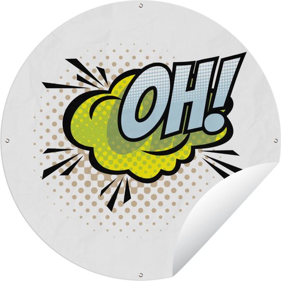 Tuincirkel Gele cartoon tekstballon ''oh!'' op witte achtergrond - Tuinposter