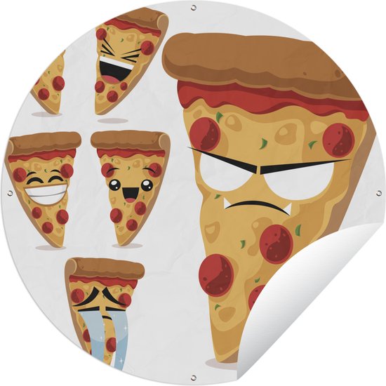 Tuincirkel Kinderillustratie pizza - 60x60 cm - Ronde Tuinposter - Buiten