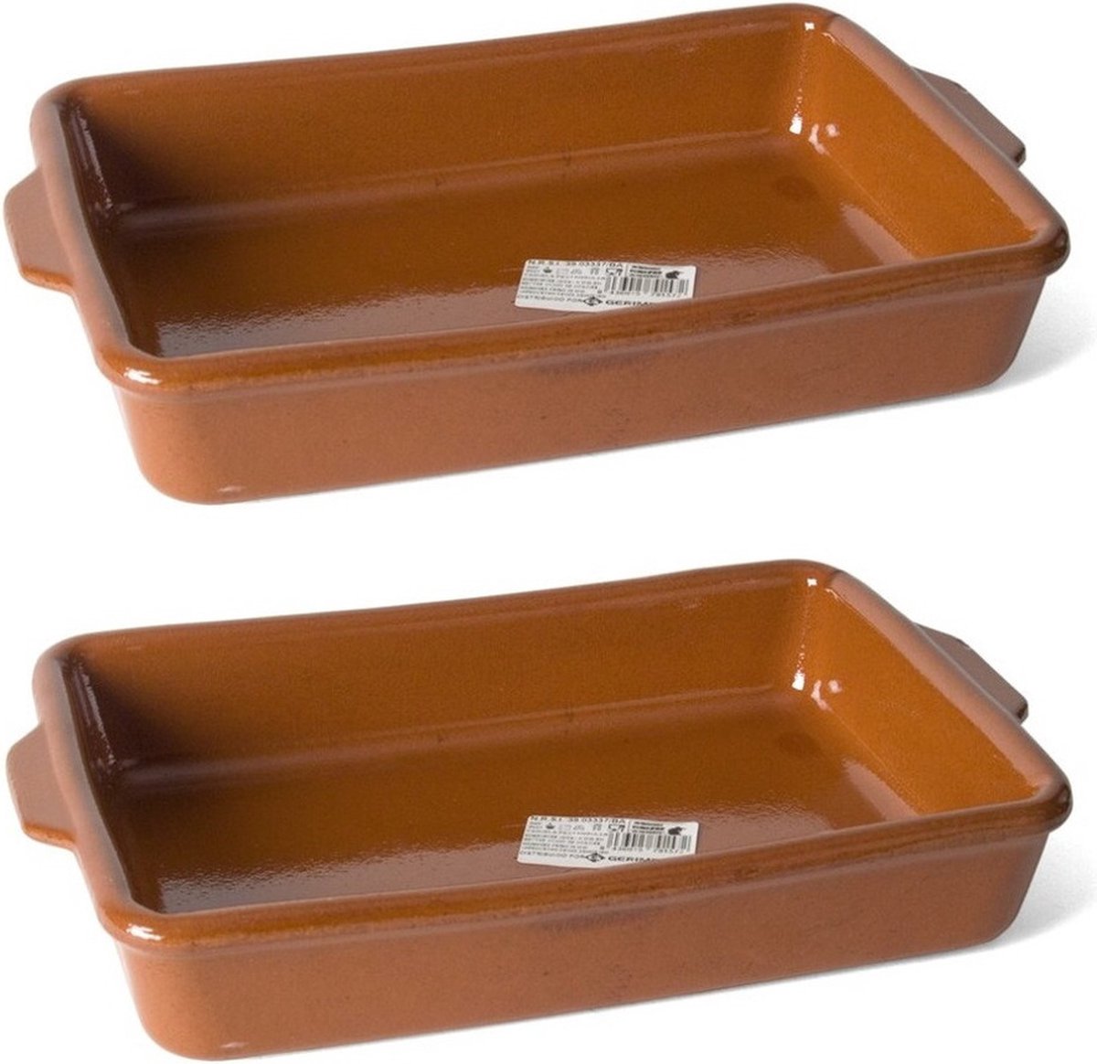 Ovenschaal - Set van 2x stuks - Pamplona - 1,7 liter - terracotta - tapas serveerschaal - 24 x 16 x 5 cm