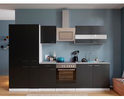Goedkope keuken 300 cm - complete keuken met apparatuur Malia - Wit/Zwart - soft close - keramische kookplaat - afzuigkap - oven - spoelbak Goedkope keuken 300 cm - complete keuken met apparatuur Malia - Wit/Zwart - soft close - keramische kookplaat - afzuigkap - oven - spoelbak