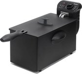 Bestron friteuse met koude zone, frituurpan met mand, inclusief traploos instelbare temperatuurregelaar, 2000W, 3,5 L, kleur: zwart