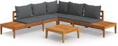 vidaXL Ensemble de salon 4 pièces avec coussins en bois d'acacia gris foncé - Ensemble de salon - Ensembles lounge - Ensemble de jardin - Ensemble de meubles de jardin