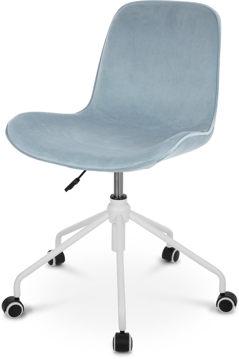 Nout-Fé bureaustoel velvet blauw - wit onderstel