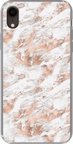 Geschikt voor iPhone XR hoesje - Rose goud - Patroon - Marmer print - Luxe - Siliconen Telefoonhoesje