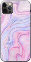 Geschikt voor iPhone 13 Pro Max hoesje - Marmer print - Kleuren - Pastel - Siliconen Telefoonhoesje