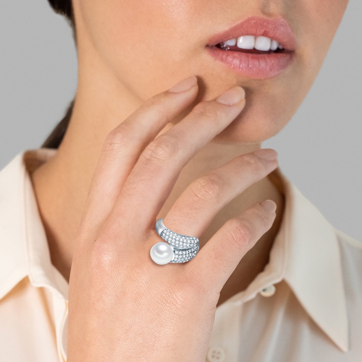 Valero Pearls Parel ring Sterling zilver Gekweekte zoetwaterparels wit