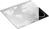 Chefcare Inductie Beschermer Wereldkaart Gemaakt van Wolken - Zwart Wit - 60x50 cm - Afdekplaat Inductie - Kookplaat Beschermer - Inductie Mat