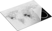 Chefcare Inductie Beschermer Wereldkaart met Verfvlekken - Abstract - Zwart Wit - 65x52 cm - Afdekplaat Inductie - Kookplaat Beschermer - Inductie Mat