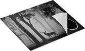 Chefcare Inductie Beschermer Hert in het Bos - Silhouet - Zwart Wit - 58,3x51,3 cm - Afdekplaat Inductie - Kookplaat Beschermer - Inductie Mat