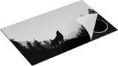Chefcare Inductie Beschermer Silhouet van een Wolf in het Bos - Abstract - Zwart Wit - 85x50 cm - Afdekplaat Inductie - Kookplaat Beschermer - Inductie Mat