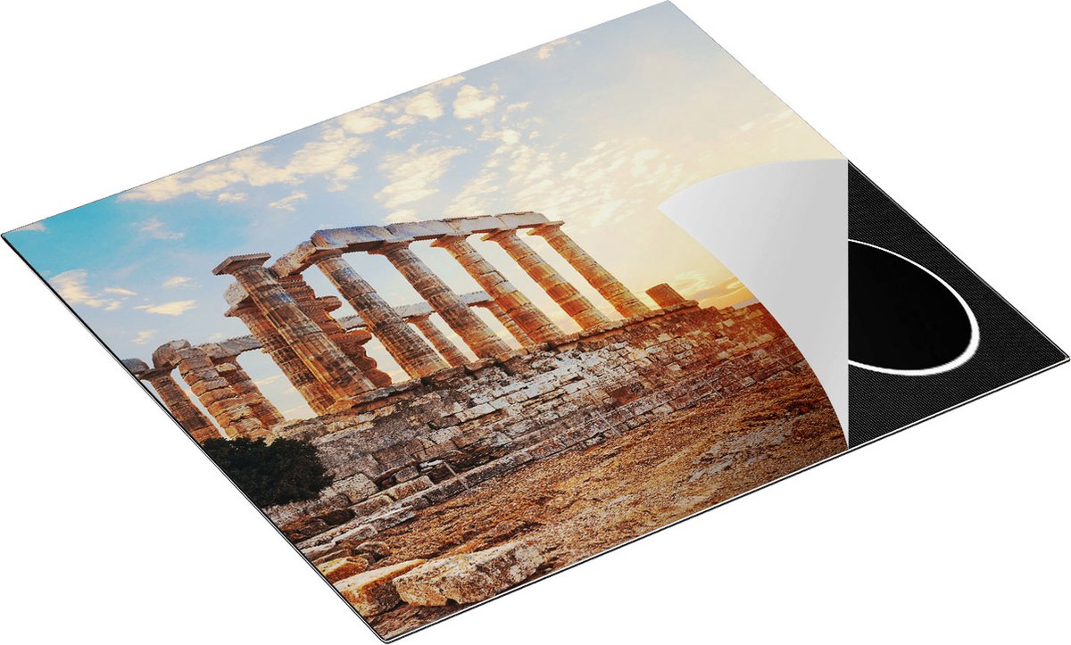 Chefcare Inductie Beschermer Tempel van Poseidon in Athene, Griekenland - 58,3x51,3 cm - Afdekplaat Inductie - Kookplaat Beschermer - Inductie Mat