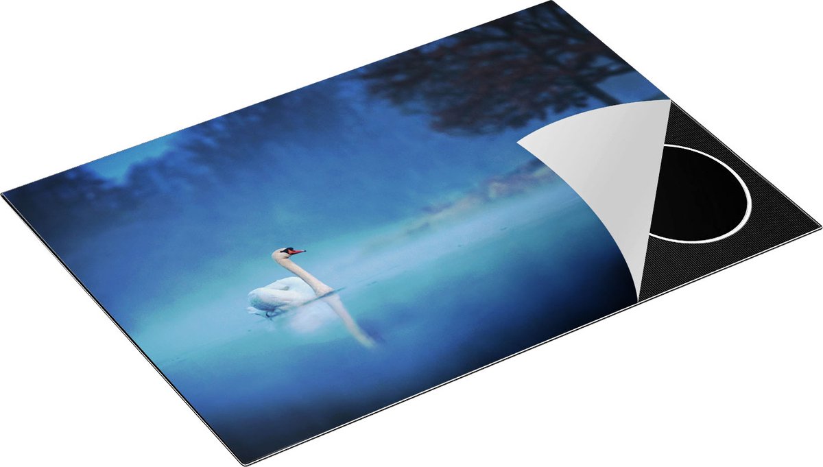 Chefcare Inductie Beschermer Zwaan op het Water tussen de Mist - 76x51,5 cm - Afdekplaat Inductie - Kookplaat Beschermer - Inductie Mat