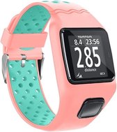 Siliconen Smartwatch bandje - Geschikt voor TomTom Multisport bandje - roze/aqua - Strap-it Horlogeband / Polsband / Armband