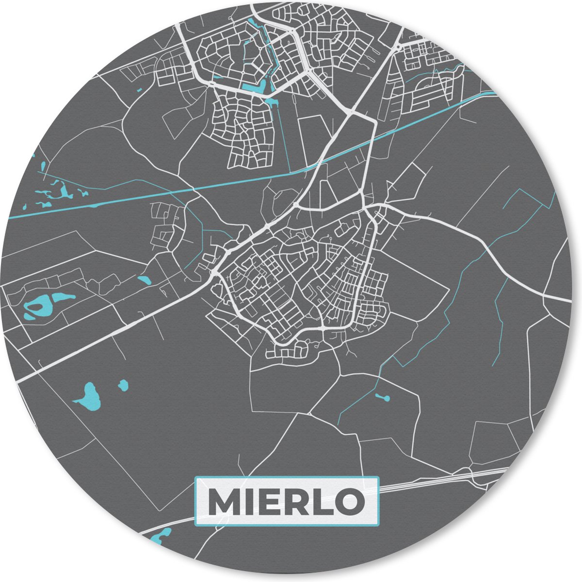 Muismat rond 30x30 cm - Mousepad Plattegrond - Mierlo - Kaart - Stadskaart - Ronde muismatten - Stadskaart