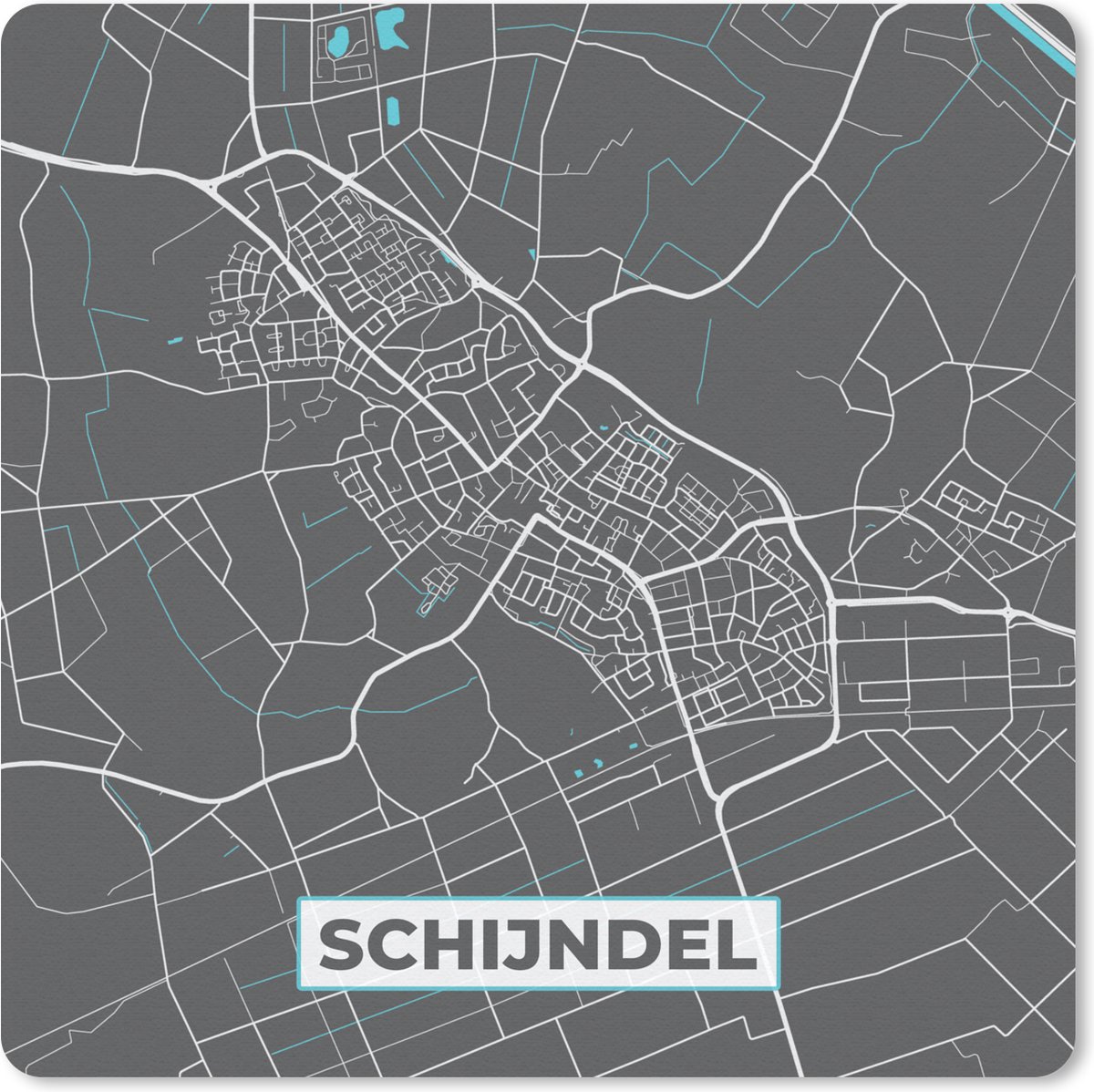 Muismat 20x20 cm - Mousepad Kaart - Schijndel - Plattegrond - Stadskaart - Muismatten - Stadskaart