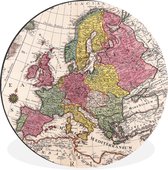 WallCircle - Wandcirkel - Muurcirkel - Europa - Landkaart - Werelddeel - Vintage - Aluminium - Dibond - ⌀ 30 cm - Binnen en Buiten