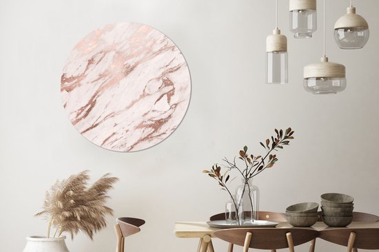 Cercle mural - Plastique - Marbre - Wit - Rose - ⌀ 90 cm