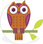 Une illustration d'un hibou Assiette en plastique cercle mural ⌀ 120 cm - tirage photo sur cercle mural / cercle vivant (décoration murale) XXL / Groot format!