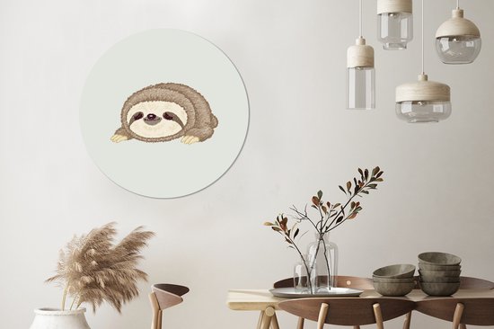 Illustration pour enfants d'un paresseux endormi Assiette en plastique cercle mural ⌀ 90 cm - impression photo sur cercle mural / cercle vivant (décoration murale)