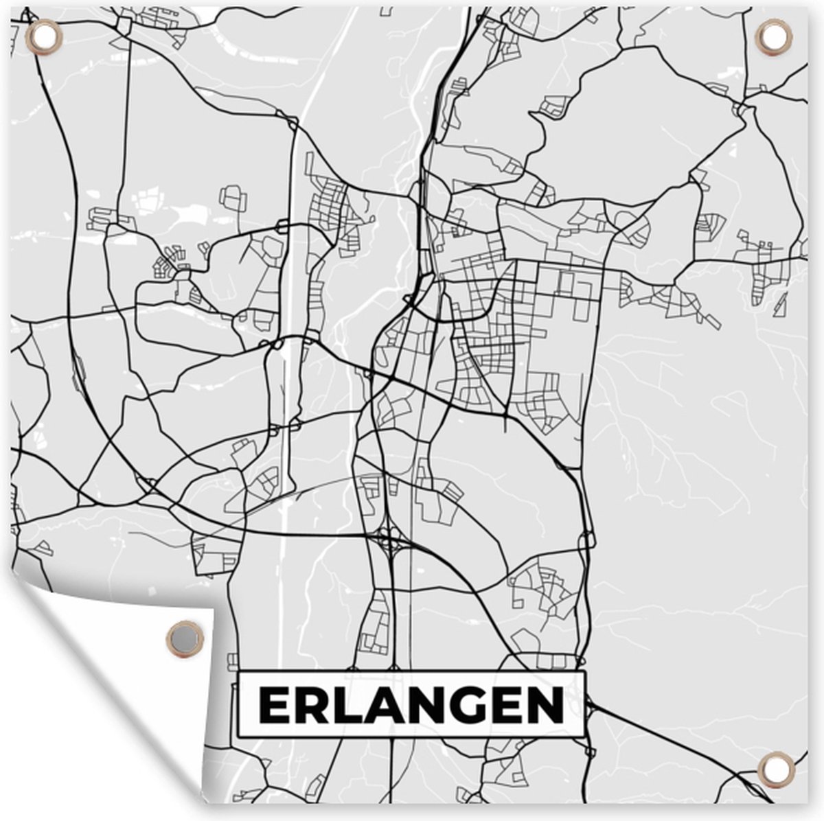 Tuinposters Stadskaart - Duitsland - Plattegrond - Erlangen - Kaart - 50x50 cm - Tuindoek