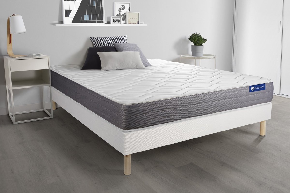 Complete boxspring met matras tweepersoons- Actisom Actilatex dream wit - Latex en traagschuim - 160 x 220 cm