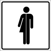 Genderneutraal toilet bord - kunststof - wit 200 x 200 mm