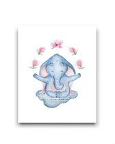 Schilderij  Yoga olifant - Namaste / Jungle / Safari / 50x40cm