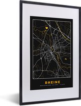 Fotolijst incl. Poster - Stadskaart – Kaart – Rheine – Gold – Duitsland – Plattegrond - 40x60 cm - Posterlijst
