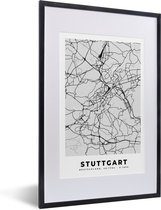 Fotolijst incl. Poster - Duitsland - Stadskaart - Plattegrond - Stuttgart - Kaart - 40x60 cm - Posterlijst