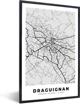 Fotolijst incl. Poster - Plattegrond – Draguignan – Stadskaart – Kaart – Frankrijk - 20x30 cm - Posterlijst
