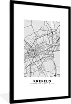 Fotolijst incl. Poster - Duitsland- Krefeld - Stadskaart - Plattegrond - Kaart - 60x90 cm - Posterlijst