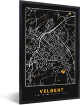 Fotolijst incl. Poster - Plattegrond – Velbert – Goud – Stadskaart – Kaart - Duitsland - 40x60 cm - Posterlijst