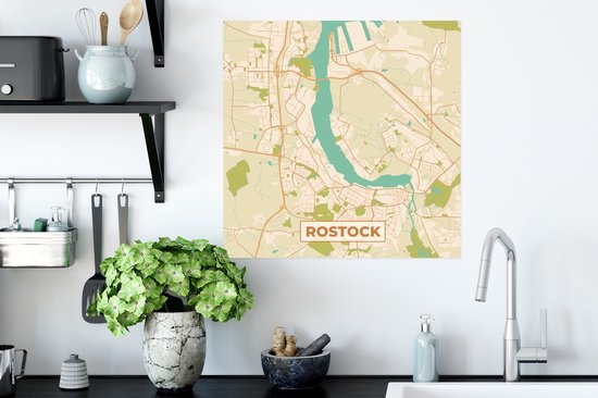 Affiche Carte - Rostock - Carte - Vintage - Plan de la ville - 50x50 cm