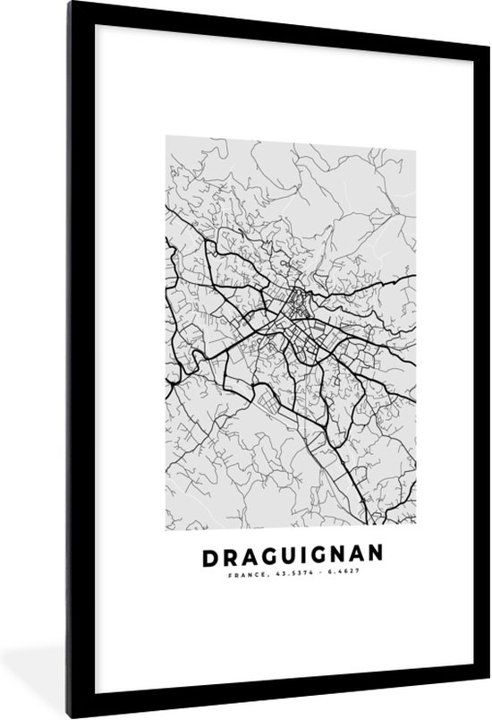 Cadre photo avec affiche - Carte - Draguignan - Plan de la ville - Carte - France - 80x120 cm - Cadre pour affiche