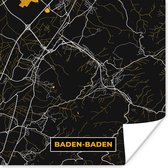 Poster Stadskaart – Plattegrond – Duitsland – Goud – Baden Baden – Kaart - 75x75 cm