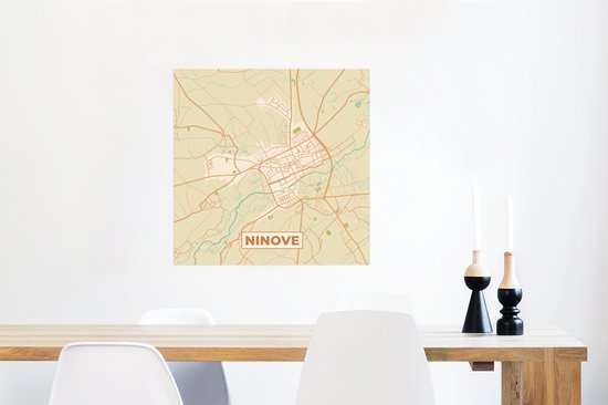 Affiche Ninove - Carte - België - Plan de la ville - Plan d'étage - 50x50 cm