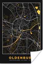 Affiche Oldenburg - Allemagne - Or - Plan de la ville - Plan - Carte - 40x60 cm