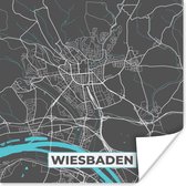 Poster Stadskaart – Plattegrond – Duitsland – Blauw – Wiesbaden – Kaart - 75x75 cm