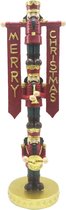 Clayre & Eef Beeld Notenkraker 30 cm Rood Goudkleurig Polyresin Merry Christmas Kerstdecoratie