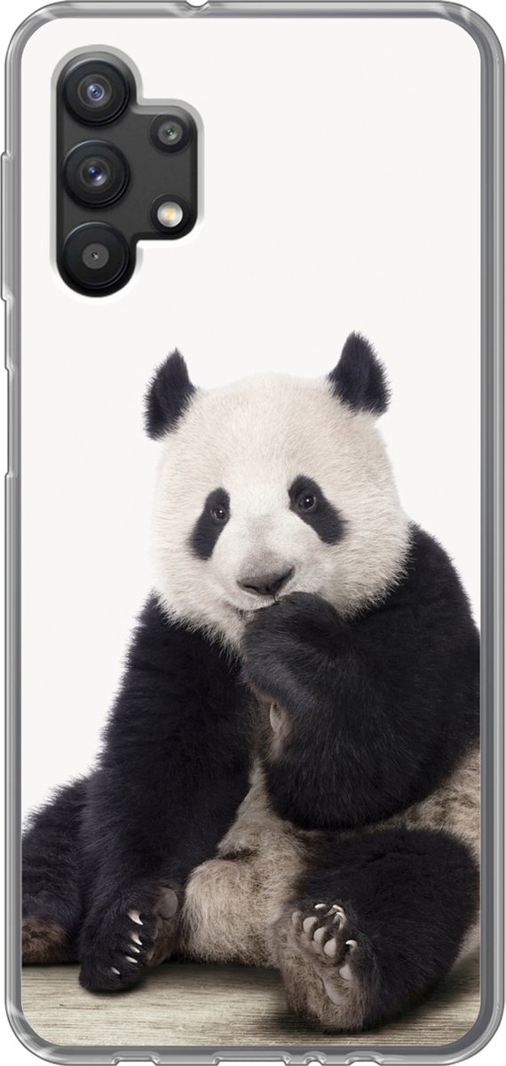 Telefoonhoesje Geschikt voor Samsung Galaxy A32 5G hoesje - Panda - Dieren - Kinderen - Jongens - Meisjes - Pandabeer - Siliconen Telefoonhoesje Telefoonhoesje