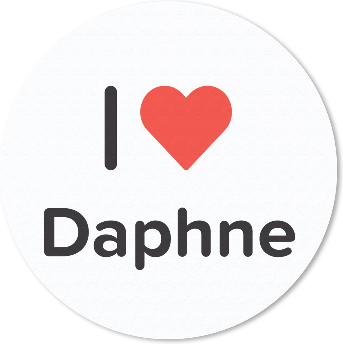 Muismat rond 40x40 cm - Mousepad I love - Daphne - Meisje - Ronde muismatten