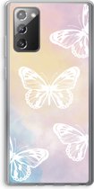 Case Company® - Hoesje geschikt voor Samsung Galaxy Note 20 / Note 20 5G hoesje - White butterfly - Soft Cover Telefoonhoesje - Bescherming aan alle Kanten en Schermrand