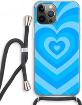 Case Company® - Hoesje met koord geschikt voor iPhone 12 Pro hoesje met Koord - Hart Blauw - Telefoonhoesje met Zwart Koord - Extra Bescherming aan alle Kanten en Over de Schermrand