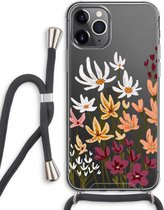 Case Company® - Hoesje met koord geschikt voor iPhone 11 Pro Max hoesje met Koord - Painted wildflowers - Telefoonhoesje met Zwart Koord - Extra Bescherming aan alle Kanten en Over de Schermrand