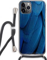 Case Company® - Hoesje met koord geschikt voor iPhone 11 Pro Max hoesje met Koord - Pauw - Telefoonhoesje met Zwart Koord - Extra Bescherming aan alle Kanten en Over de Schermrand