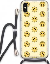 Case Company® - Hoesje met koord geschikt voor iPhone XS hoesje met Koord - Smiley N°2 - Telefoonhoesje met Zwart Koord - Extra Bescherming aan alle Kanten en Over de Schermrand