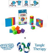 Happy Cube Original 6 pack & Tangle Relax Therapy - COMBO 2-PACK - Ensemble de réduction - Jouets éducatifs - Fidget - Forfait Puzzle et Focus