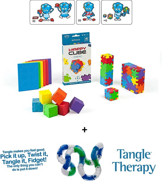 Foto: Happy cube original 6 pack tangle relax therapy combo 2 pack voordeelset educatief speelgoed fidget puzzel en focus pakket