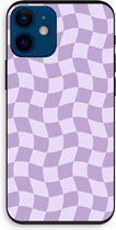 Case Company® - Hoesje geschikt voor iPhone 12 mini hoesje - Grid Paars - Biologisch Afbreekbaar Telefoonhoesje - Bescherming alle Kanten en Schermrand