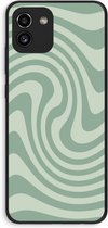 Case Company® - Hoesje geschikt voor Samsung Galaxy A03 hoesje - Swirl Groen - Soft Cover Telefoonhoesje - Bescherming aan alle Kanten en Schermrand